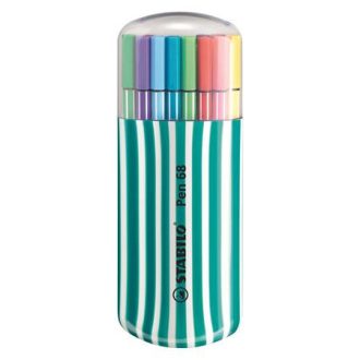   Filctoll készlet, 1 mm, türkiz tok, STABILO "Pen 68 Zebrui", 20 különböző szín