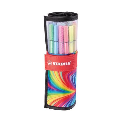 Filctoll, készlet, 1 mm, felcsavarható, STABILO "Pen 68 ARTY", 25 különböző színű