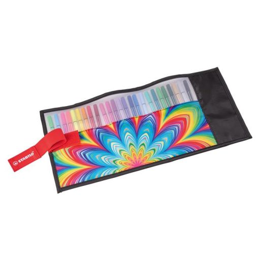 Filctoll, készlet, 1 mm, felcsavarható, STABILO "Pen 68 ARTY", 25 különböző színű