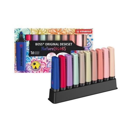 Szövegkiemelő készlet, 2-5 mm, STABILO "BOSS original NatureCOLORS Wildflowers", 10 különböző szín