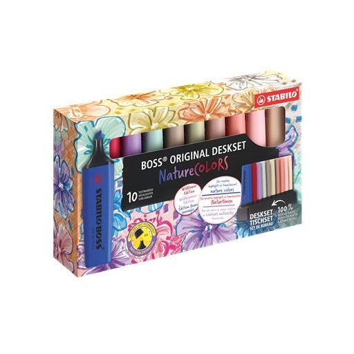 Szövegkiemelő készlet, 2-5 mm, STABILO "BOSS original NatureCOLORS Wildflowers", 10 különböző szín