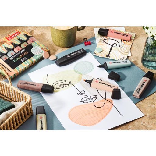 Szövegkiemelő készlet, 2-5 mm, STABILO "BOSS original NatureCOLORS", 4 különböző szín