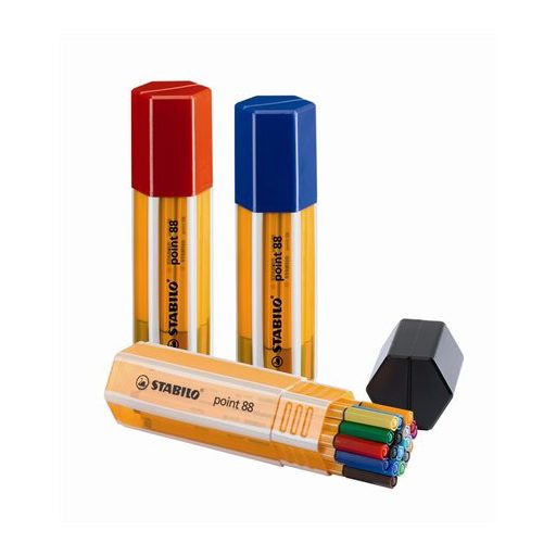 Tűfilc készlet, 0,4 mm, STABILO "Point 88 Big Point Box", 20 különböző szín