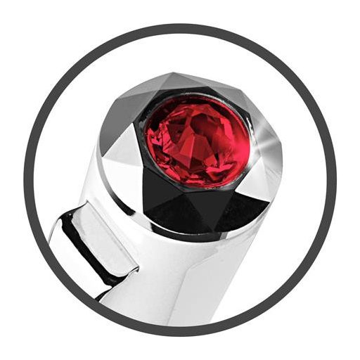 Golyóstoll, fehér-ezüst "Rialto", light siam piros SWAROVSKI® kristállyal, 14cm, ART CRYSTELLA®