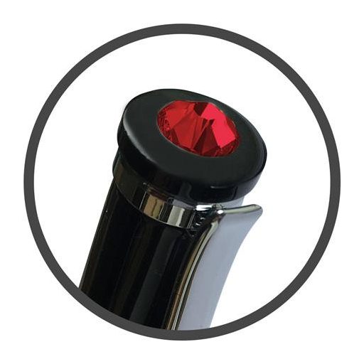 Golyóstoll, fekete, "Rimini", light siam piros SWAROVSKI® kristállyal, 14 cm, ART CRYSTELLA®