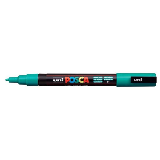 Dekormarker, 0,9-1,3 mm, UNI "Posca PC-3M", smaragdzöld