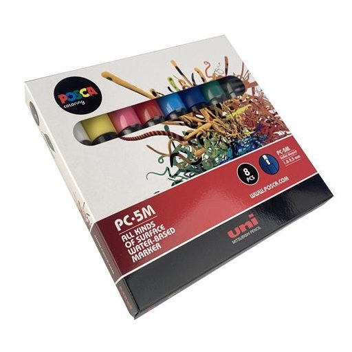 Dekormarker készlet, 1,8-2,5 mm, UNI "Posca PC-5M", 8 különböző szín