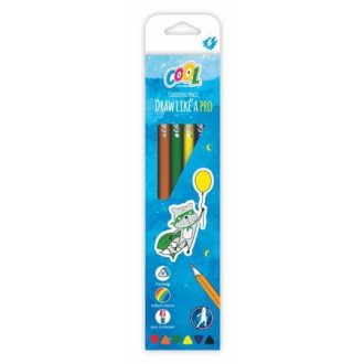   Színes ceruza készlet, háromszögletű, COOL BY VICTORIA, 6 különböző szín