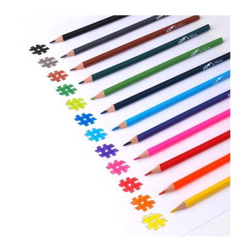 Színes ceruza készlet, háromszögletű, COOL BY VICTORIA, 12 különböző szín