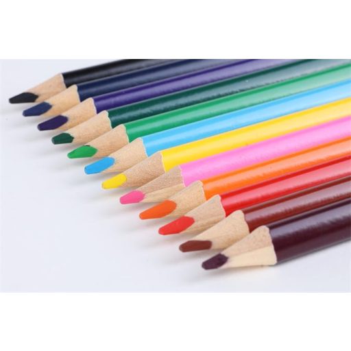 Színes ceruza készlet, háromszögletű, vastag, COOL BY VICTORIA, 12 különböző szín