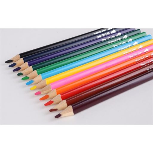 Színes ceruza készlet, háromszögletű, vastag, COOL BY VICTORIA, 12 különböző szín