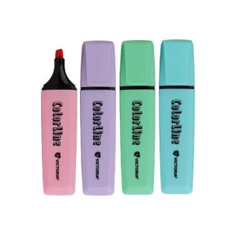   Szövegkiemelő készlet, 1-5 mm, VICTORIA OFFICE, "ColorLine", 4 különböző pasztell szín