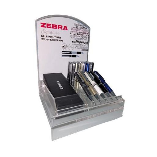 Golyóstoll display, 0,24 mm, teleszkópos, ZEBRA "SL-F1", kék