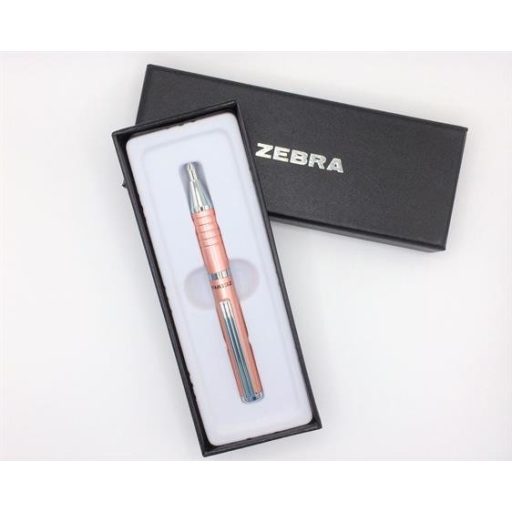Golyóstoll, 0,24 mm, teleszkópos, rose gold színű tolltest, ZEBRA "SL-F1", kék