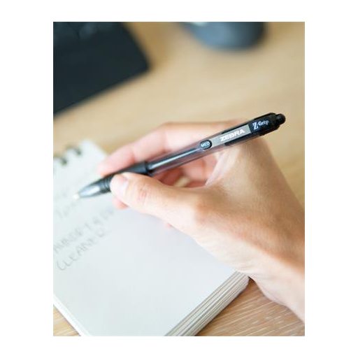 Golyóstoll, 0,27 mm, nyomógombos, ZEBRA "Z-Grip", fekete