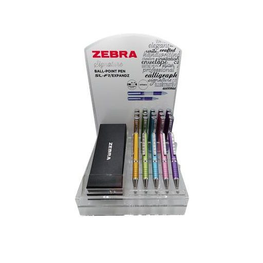 Golyóstoll display, 0,24 mm, teleszkópos, ZEBRA "SL-F1", kék, világos színek