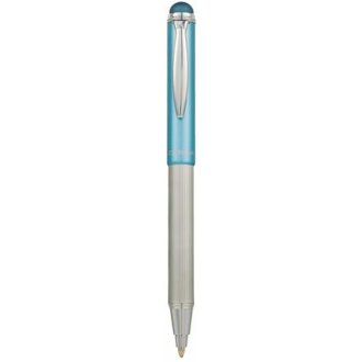   Golyóstoll, 0,24 mm, teleszkópos, rozsdamentes acél, világoskék tolltest, ZEBRA "Telescopic Metal Stylus", kék