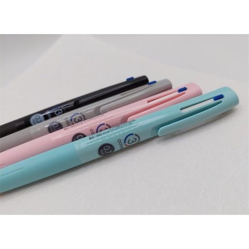 Golyóstoll, 0,24 mm, nyomógombos, háromszínű, ZEBRA "bLen 3C", fekete test