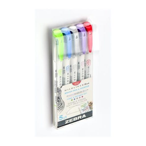 Ecsetirón készlet, kétvégű ZEBRA "Mildliner Cool & Refined", 5 szín