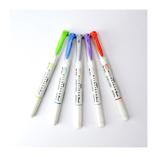 Ecsetirón készlet, kétvégű ZEBRA "Mildliner Cool & Refined", 5 szín