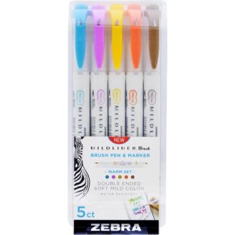   Ecsetirón készlet, kétvégű ZEBRA "Mildliner Warm", 5 szín