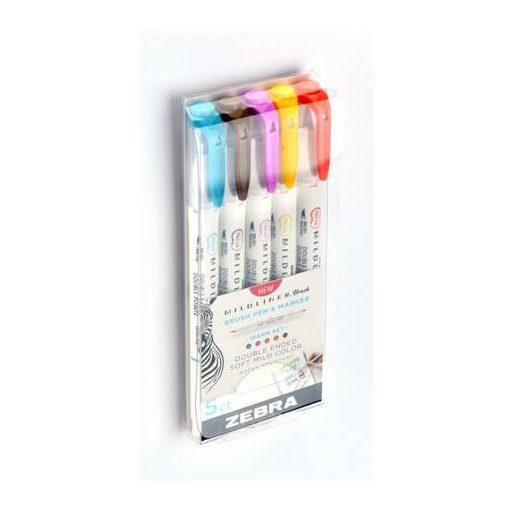 Ecsetirón készlet, kétvégű ZEBRA "Mildliner Warm", 5 szín