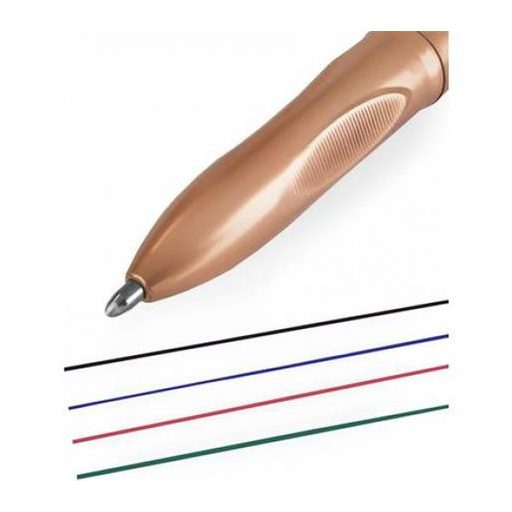 Golyóstoll, 0,37 mm, nyomógombos, négyszínű, ZEBRA "Smooth", rose gold