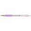 Golyóstoll, 0,24 mm, nyomógombos, rozsdamentes acél, pasztell-lila tolltest, ZEBRA "F-301", kék