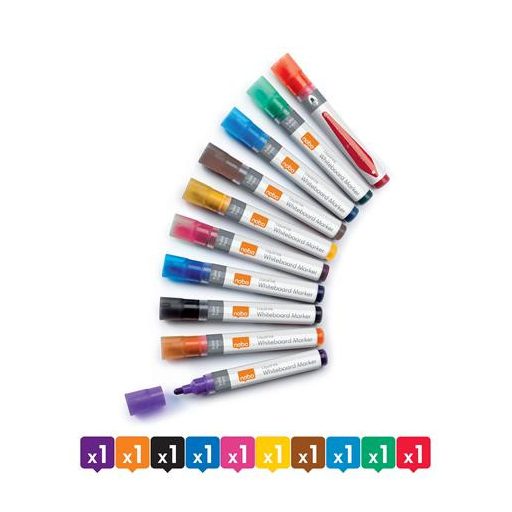 Táblamarker, folyékonytintás, kúpos, 1-3 mm, NOBO, vegyes színek