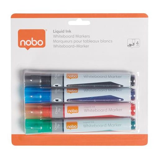 Táblamarker, vágott hegyű, 4 mm, NOBO, 4 különböző szín