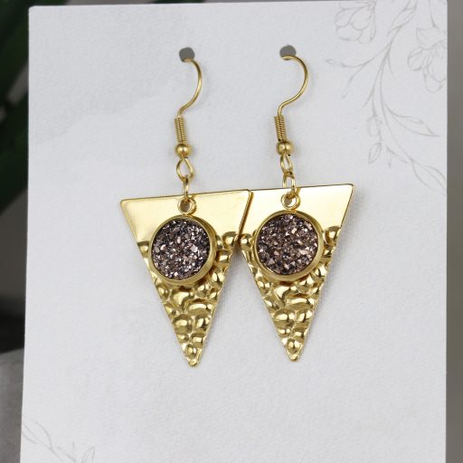 Nemesacél Druzy fülbevaló