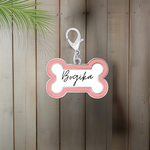 Névre szóló fém  kutyabiléta-rózsaszín