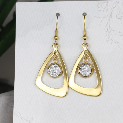 Nemesacél Druzy fülbevaló-ezüst