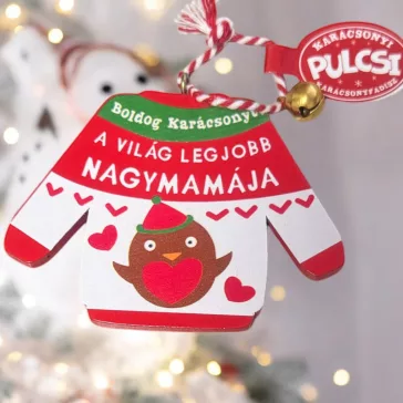 Karácsonyfadísz Pulcsi - Mama
