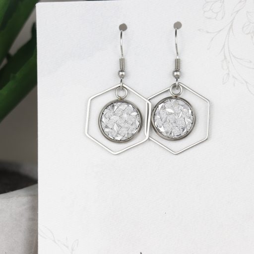 Nemesacél Druzy fülbevaló-ezüst