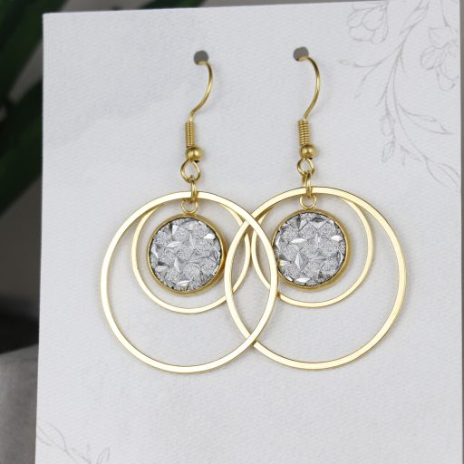 Nemesacél Druzy fülbevaló-ezüst