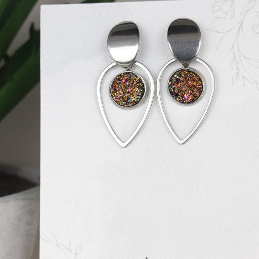 Nemesacél Druzy fülbevaló