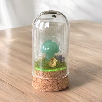 Üvegbe zárt ásvány gomba-Aventurin 