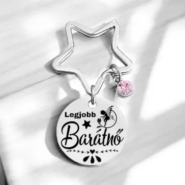 Gravírozott kulcstartó-Legjobb barátnő (tündéres)