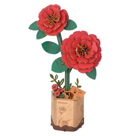 Rowood 3D fa puzzle virág - Kamélia (piros) Rowood 3D fa puzzle virág - Kamélia (piros)