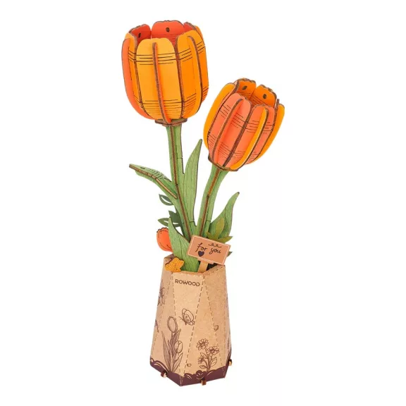 Rowood 3D fa puzzle virág - Tulipán (narancs) Rowood 3D fa puzzle virág - Tulipán (narancs)