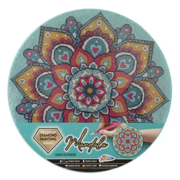 Gyémántfestés vászonra, mandala (kék)