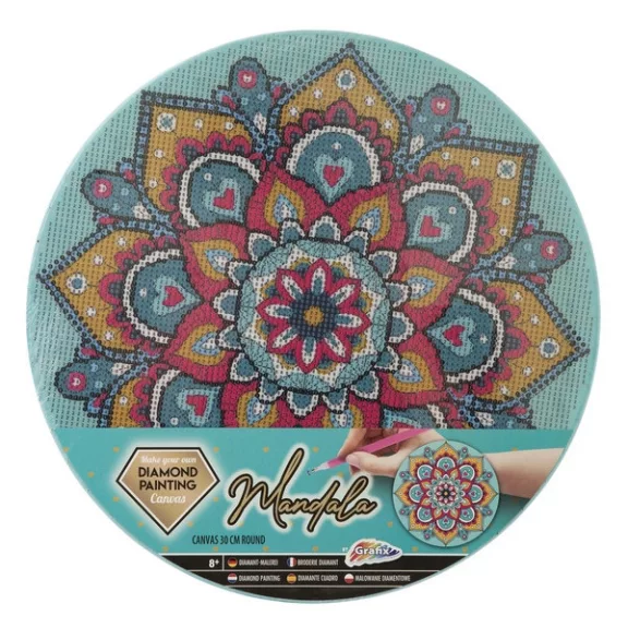 Gyémántfestés vászonra, mandala (kék) Gyémántfestés vászonra, mandala (kék)