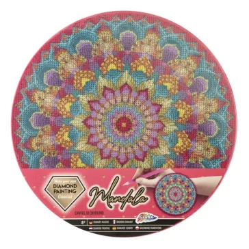 Gyémántfestés vászonra, mandala (rózsaszín)