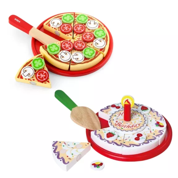 Pizza és torta papír dobozban Pizza és torta papír dobozban