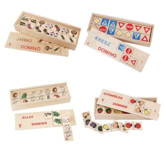  Dominó 4 db együtt (állatos, gyümölcsös, járműves, KRESZ)