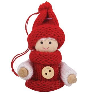 Karácsonyfadísz (kötött, egy gombos, piros fiú)