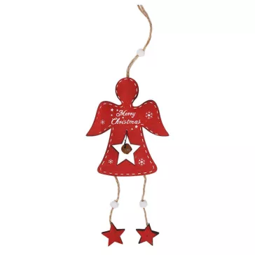 Dekorációs figura (piros angyal, lógó csillaggal)