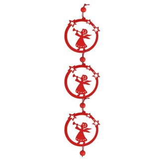 Dekorációs figura (3db-os, lógó, piros angyal)