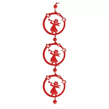 Dekorációs figura (3db-os, lógó, piros angyal)